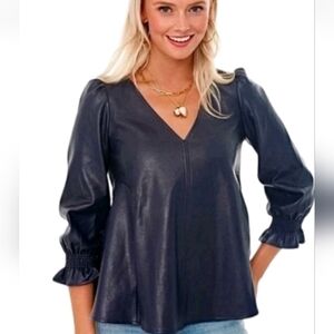 Tuckernuck Black Easton Faux Leather Top 128.00